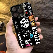 Tema de tipografía con calavera azul y lenguaje soez en negrofunda de teléfono Fundas compatibles con ,Apple,VIVO,OPPO,,, y Honor.Fabricadas en silicona TPU,ofrecen protección contra golpes y caídas.regalos para mamá - Negro - Ver 3