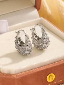 1 Pair Luxury Handbag Design Earrings, Cubic Zirconia Earrings, Vintage High-End Earrings, Holiday Gift - Multicolor - View 6