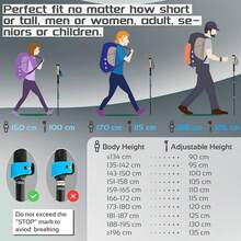 Carbon Fiber Trekking Poles – Collapsible And Telescopic Walking Sticks With Natural Cork Handle And Extended EVA Grips, Ultralight Nordic Hiking Poles For Backpacking Camping - Blue - View 5