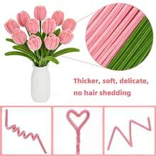 163Pcs DIY Pipe Cleaner Flower Kit Great Gift For Valentine's Day, Mother's Day & Graduation High Flexibility, Shape Stably Without Rebound All-Inclusive Craft Supplies, Ready To Craft 150 Two-Tone Chenille Stems + Floral Wires + Floral Tape - 163pcs - View 4