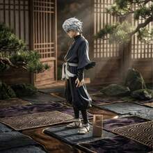 Anime Style Boy Collectible Figurine, Black & Blue Kimono Design, Easter Home Desktop Decor Gift - Multicolor - View 3