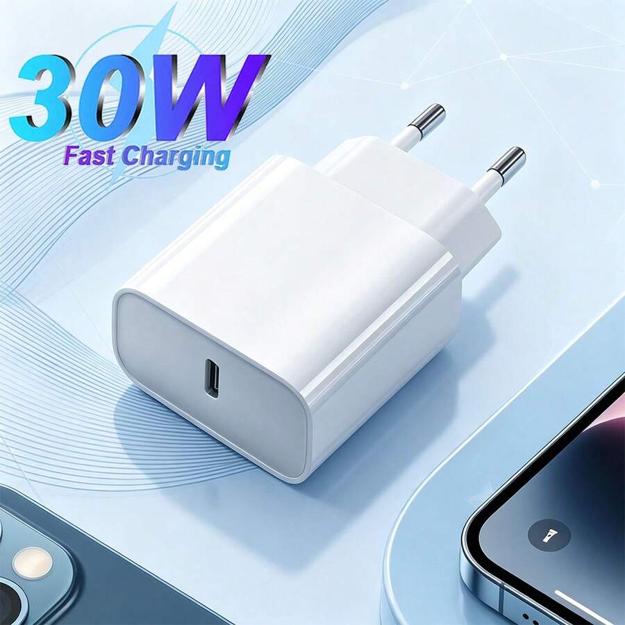 30W Fast Charging Adapter EU Plug USB C Phone Fast Charging Wall Charger Compatible With IPhone 17 Pro Max/17 Pro/17/16 Pro Max/16 Pro/16/15 Pro Max/15 Pro/15 Plus/15, - EU C Type Plug(220-240V) - View 1