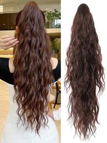 26 Inch Deep Brown Water Wave Curly Ponytail Hair Bundle, Soft And Natural, Suitable For Women - Multicolor - View 11