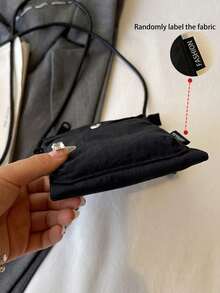 1 pieza Bolso bandolera mini de nylon resistente a desgarros con estampado a cuadros verde, cordón decorativo, múltiples bolsillos y cremallera, apto para camping y uso diario - Multicolor - Ver 9