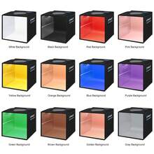 Puluz Caja de luz de estudio fotográfico (9.8*9.8 pulgadas/25*25cm) Kit de estudio portátil plegable de instalación rápida con tela de luz suave, tienda de fotografía o equipo de luz blanca, con 12 fondos de colores (6 papeles, 2 colores en 2 lados) Negro - Negro - Ver 11
