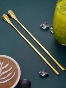 1pc Stainless Steel Stirring Spoon Suitable For Daily Home Use - Multicolor - View 1