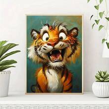 1 Stück DIY Cartoon Tiger Muster 5D Diamant Malerei Set, geeignet für erwachsene Anfänger DIY Mosaik Diamant Kunst, Vollbohrung handgefertigte Enthusiasten Selbstdesign DIY Diamant Malerei, anwendbar für Wohnzimmer, Schlafzimmer, Büro Wanddekoration Hängendes Gemälde, Überraschungs Feiertags Heimdekoration Geschenk für Familie und Freunde, Rahmenlos [30*40cm/11.8*15.7in][40*50cm/15.7/19.7in] - Kein Rahmen - Übersicht 2