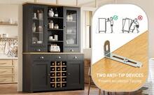 Multifunctional Cabinet With Anti-Tip Lock, Stand Cabinet For Kitchen And Living Room With Glass - 黑色 - 查看 11
