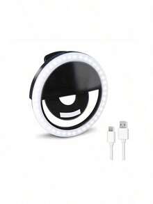 Portable LED Selfie Ring Light, 3-Level Adjustable Brightness – USB Charging, Battery Powered Or Handheld Use, Suitable For Live Streaming, Video Calls And Outdoor Photography Fill Light – White/Pink/Blue/Black 4 Colors Available, Enhance Selfie Effect | Elegant Lighting | LED Lighting Technology - Multicolor - View 11