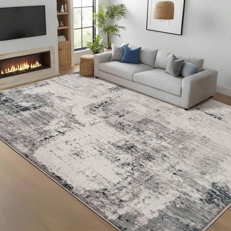 Calore - Modern Abstract Soft Non-Slip Indoor Rug With Carpet Pattern For Living Room, Bedroom, Dining Room (Gray/Multi, 5.2'x 6.5'(160*200cm)) - Grit/multi - View 1