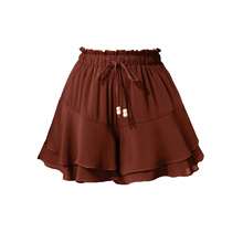 Falda pantalón de doble capa con volantes, cintura elástica y cordón ajustable: un diseño casual y deportivo pensado para evitar exposiciones accidentales. - Camel - Ver 5