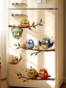 1pc Cartoon Cute Birds On Flower Branches Wall Decal Sticker, Removable Room Decor For Bedroom, Living Room, Kids Room - 1PC - View 5
