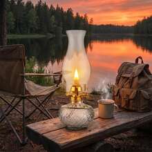 amanigo Transparent Glass Oil Lamp, Retro Hurricane Kerosene Lamp With Adjustable Flame, Decorative Oil Lamp Suitable For Indoor, Farmhouse, Cabin, Camping, Power Outage Emergency Lighting And Vintage Home Decor - 1PC - View 11