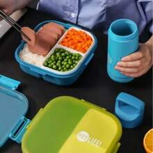 Lunchera Hermética Con Vaso Y Cubiertos Libre De Bpa, lonchera kids portatil BUEN PROVECHO - Morado Violeta - Ver 2
