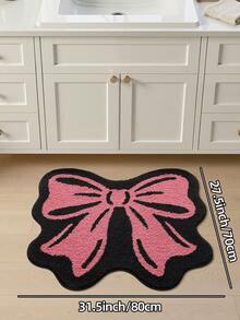 1pc Bathroom Floor Mat Carpet, Flocked Soft Comfortable Foot Feel, Bow Pattern, TPR Backing Non-Slip, Suitable For Kitchen, Outdoor, Indoor, Hallway, Bedroom, Living Room, Bedside, Easy To Clean Machine Washable Carpet, Bedroom Bathroom Decor - Multicolor - View 13