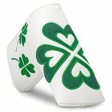 1pc Lucky Clover Blade Putter Headcover - White & Green Heart-Shaped Four-Leaf Clover Design, Premium PU Material, Suitable For Blade Putter Golf Putter Headcover, Durable And Weather-Resistant Golf Club Accessory, With Soft Lining Protection - Multicolor - View 1