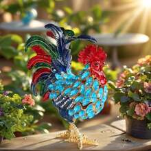 Hand-Painted Rooster Trinket Box - Zinc Alloy Enamel Jewelry Storage For Christmas/Birthday Gifts, Home Decor,4.3inH - Blue - View 1