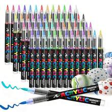 12/24/48/72 Colors Acrylic Paint Markers, Vibrant Colored Pens, Suitable For Artists And Hobbyists. Applicable For Painting On Stone, Wood, Calligraphy, Ceramic, Metal, Glass, Rock And Various Other Surfaces., Back To School - Round - View 12