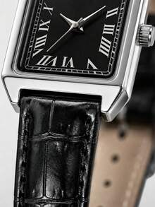 1pc Women's Luxury Fashion Square Dial Black PU Leather Quartz Watch, Minimalist Casual Dress Wristwatch, Elegant Quartz Dress Watch For Daily Wear, Ideal Gift For Girlfriend, Wife And Mother, Fashion Minimalist Women's Quartz Watch, Sleek Square Design Women's Wristwatch, Perfect Gift For Loved Ones And Family - Black - View 10
