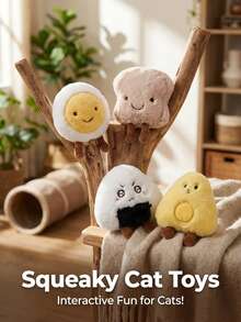Juguete de peluche de gato de la serie de desayuno lindo con sonido de ladrido BB incorporado, juego interactivo con gatos - Multicolor - Ver 4