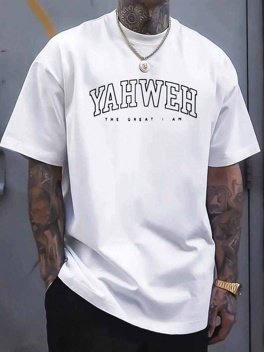 Men's Casual Short-Sleeved T-Shirt, Soft - 白色 - 查看 1