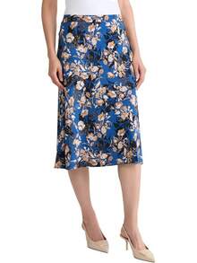 Kasper Women's Floral Print Pull On Knit Skirt - Blue Night Multi - View 3