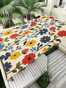 1pc Plant Leaf Floral Print Design Sunshade Awning, Outdoor Shade Cloth And Canopy, 2D Flat Printed Tent, Washable, Suitable For Garden, Camping, Beach, Yard, Poolside And More, Poles Not Included - Multicolor - View 12