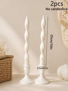 Set Lilin Aromaterapi Batang Panjang Spiral Biru 12pcs/4pcs/2pcs, Campuran Lilin Kedelai, Desain Taper Panjang 25cm, Lilin Wangi, Dekorasi Rumah Penting, Dekorasi Meja - Batang panjang berulir putih - View 11