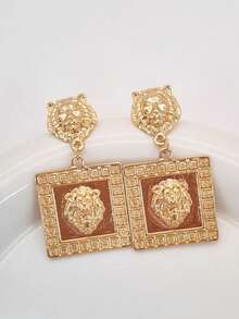 1 Pair Sexy Exaggerated Elegant Eye-Catching Gold Metal Earrings, Flower, Irregular Shape, Lion Stud, Heart, Faux Pearl Earrings With Multiple Styles To Choose From, Suitable For Year-Round Daily Wear, Vacation, Graduation Season, Best Friend, Friend, Holiday Gift, Beach Vacation, Seaside Party, Gathering, Dinner And Other Multiple Occasions - Gold - View 5