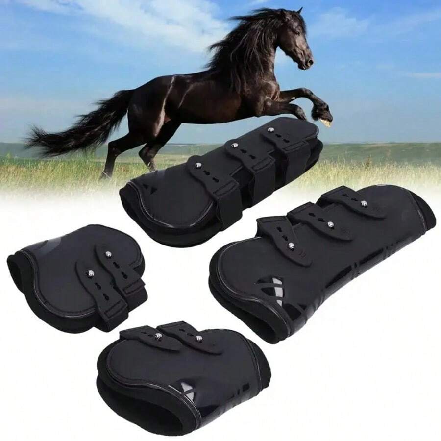 High-Density Wear-Resistant PU Leg Guards, Reinforced Texture Material Anti-Scratch, Thickened Protective Layer To Protect Tendons, Anti-Collision And Anti-Deformation, Breathable And Transparent, Reinforced Edging, Preferred For High-Intensity Work In Horse Stables - Multicolor - View 1
