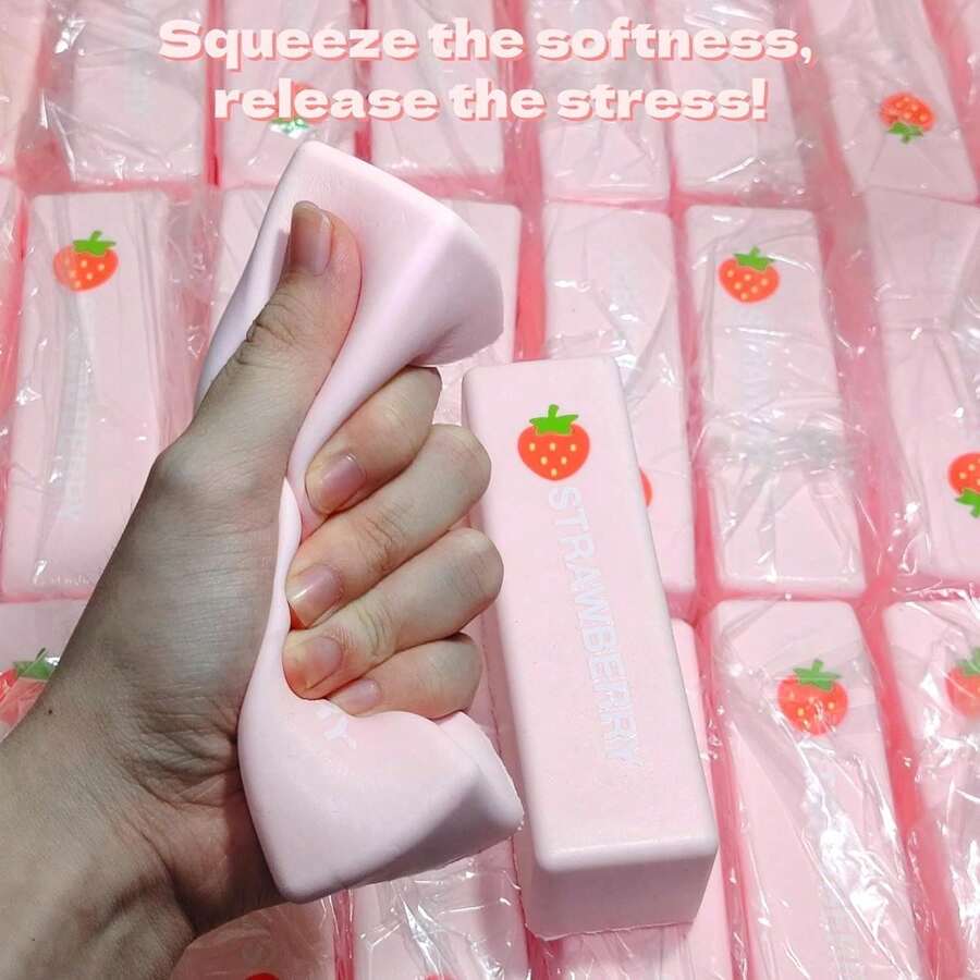 Strawberry Chocolate Stick Squishy, Super Soft Slow Rising Kawaii Stress Relief Squeeze Toys For Kids Strawberry Strawberry Chocolate Stick Squishy Super Soft Slow Rising Kawaii Stress Relief Squeeze Toys For Adults Desk Decor - Multicolor - View 1