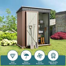 5' X 3' Outdoor Storage Shed With Singe Lockable Door,Galvanized Metal Shed With Air Vent Suitable For The Garden,Tiny House Storage Sheds Outdoor For Backyard Patio Lawn - Brown - View 3