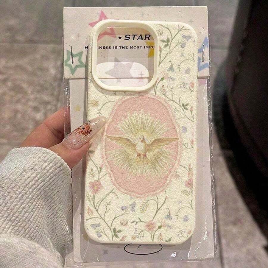 Funda para Celular con Estampado de Moda 2026 Religioso, 1 Pieza, Material TPU, Diseño Vintage con Paloma Blanca y Patrón Sagrado, Compatible con 17 Pro/17/16 Pro/15/13/12/11, S20 FE/A15/S24/A55, Note 11/Note 12/Note 13 Pro, Funda Protectora Suave Anti-Caídas de Cobertura Total - Blanco 11 - Ver 1