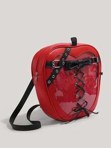 Mochila de lona con estampado floral fresco y lindo para estudiantes universitarias, bolsa escolar - Rojo - Ver 5