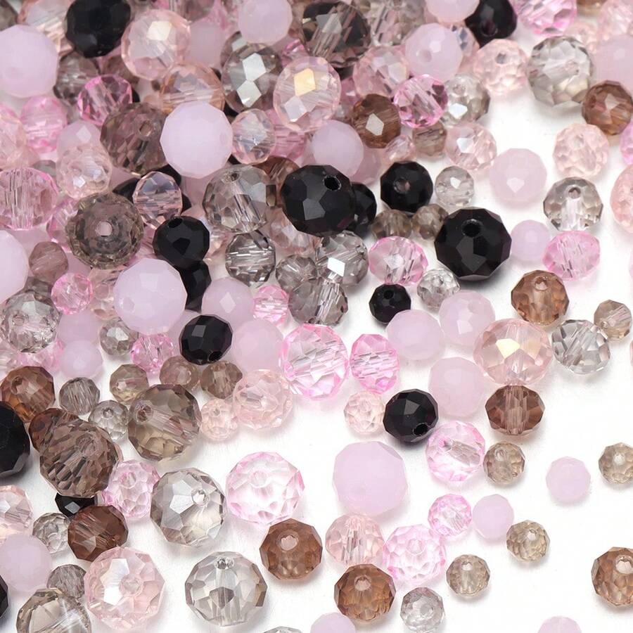1 Pack Grey-Pink Glass Crystal Point Beads, Random Color Shades (Random Quantity Per Color)