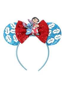 Disney, 1pc Cute Stitch And Girl Bow Headband, Cartoon Mickey Mouse Ear Bow Headband, Shiny Party Essential, Perfect Accessory For Theme Park Visits. Great For School Parties, Costume Parties, Cosplay And Theme Park Visits, Also An Excellent Gift For Couples, Princess Cosplay Enthusiasts, Birthday Celebrations And Christmas Parties. (Hair Accessories, Hair Bands, Headbands, Women's Headbands) - Multicolor - View 8