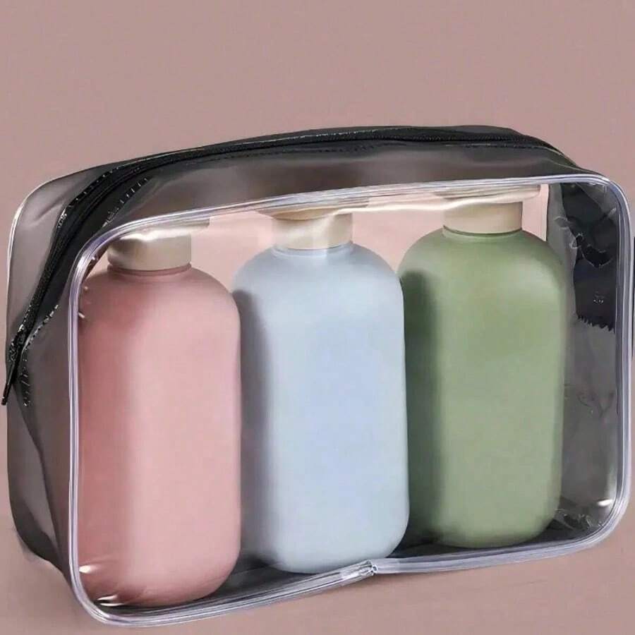 3pcs Leak-Proof Refillable Travel Dispenser Bottle Set, Suitable For Shampoo, Conditioner, Lotion, Soap, With Portable Storage Bag, Cosmetic Bathroom Accessories, Back To School Dorm Apartment Essential Home Bathroom Decor Set - Multiple Styles - View 1