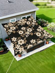 1pc Plant Leaf Floral Print Design Sunshade Awning, Outdoor Shade Cloth And Canopy, 2D Flat Printed Tent, Washable, Suitable For Garden, Camping, Beach, Yard, Poolside And More, Poles Not Included - Multicolor - View 24