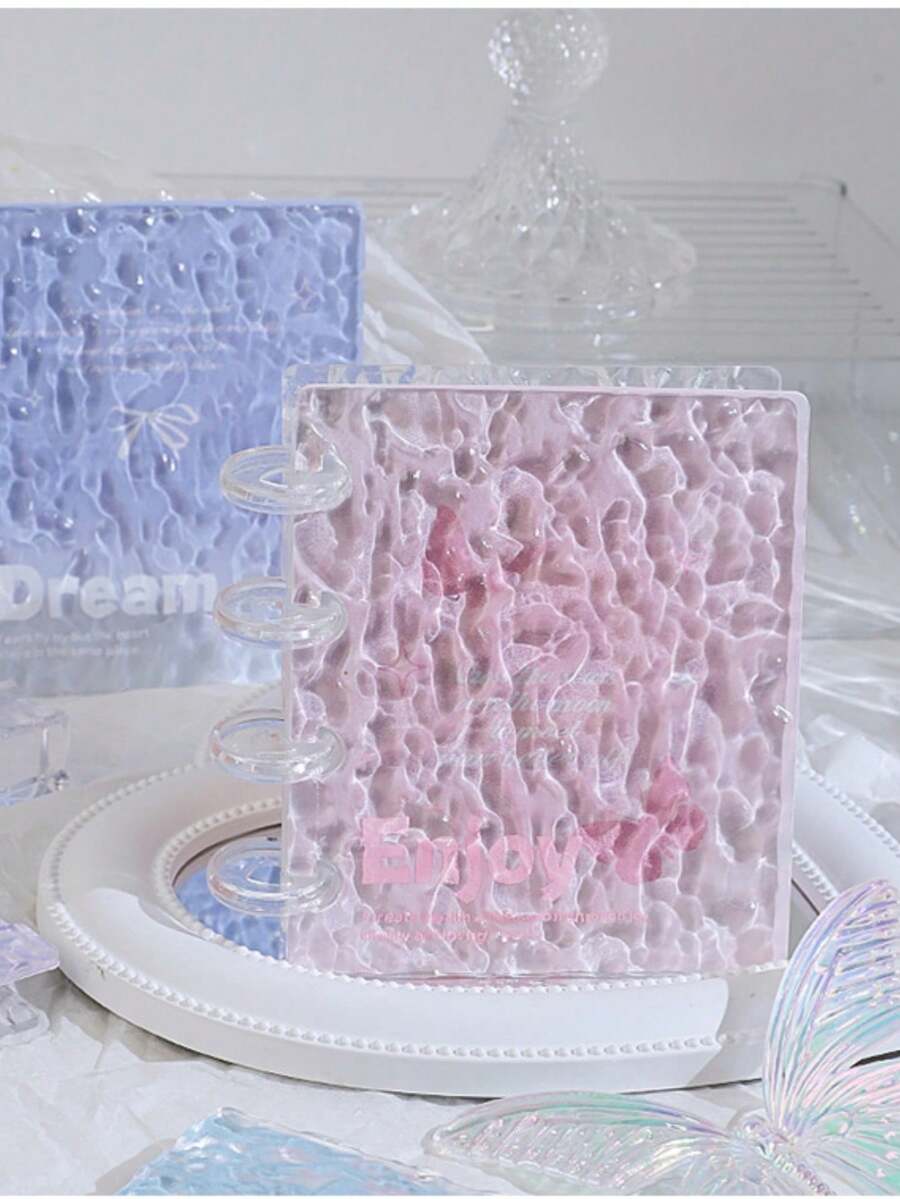 1pc Water Ripple Mini Photo Album, Single Slot 3-Inch Card Holder, Includes 20 Pages, Acrylic Loose-Leaf Binder, Suitable For Idol Cards, Student ID Cards DIY Crafts, Blue Purple Pink Optional, Ideal Birthday Party Back To School Gift And Girls Home Decor - Multiple Styles - View 1