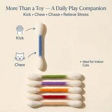 3pcs/1pc Interactive Cat Teaser Wand, 6 Colors, Suitable For Indoor Boredom Relief, Dental Chew Rope, Large Size Interactive Cat Kick Toy Game Enthusiast Gift Accessory - Multicolor - View 8