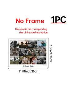 1pc Personalized Couple Anniversary Custom Poster, Suitable For Special Occasions Or Anniversary Celebrations, Custom Wall Art, Unforgettable Gift For Partner, 1st Anniversary Gift, Photo Customization, Customizable Content, Optional Frame - Multicolor - View 16