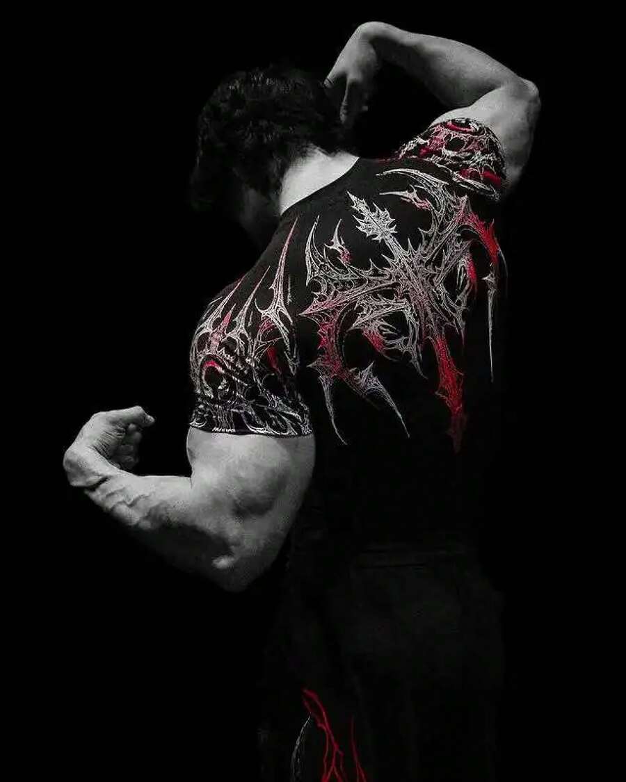 Men's Summer Sports Vest, Gothic Print, High Elasticity, Quick Dry, For Training - Grey - View 1