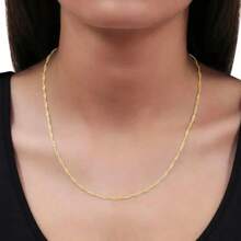 Singapore Mini Twist Chain Necklace 50cm 2mm Italian Gold 14K Karat, Gold Color, Romantika Jewelry, Fine Jewelry, Genuine Tested And High Quality 14K Gold Italy, Gift For Men And Women - 多拉多 - 查看 3