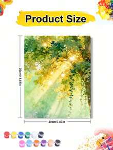 Golden Sunshine Forest Watercolor DIY Number Painting Craft, Adult Home Decor Wall Art, Holiday Gift Landscape Painting - Sets - View 9