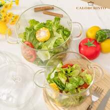 4 L Glass Cooking Pot With Lid, Glass Simmer Pot, Save Energy Heart Shape Lid, Clear, 4.2QT 4000ml,Heat Resistant, Free, . - View 5