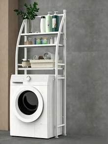 1 Pieza Estante para Lavadora, Estructura Curva Estable, Fuerte Capacidad de Carga, Fácil de Limpiar, Almacenamiento Separado para Suministros de Lavandería, Toallas y Otros Artículos, Disponible en Dos Colores Negro y Blanco - Multicolor - Ver 4