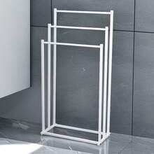 Black/White 3 Tier Free Standing Towel Rail Stand Unit Rack Storage Bathroom - White - View 1