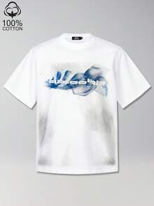 Tiny Spark Streetwear White Tee Shirt Vintage Abstract Graphic Spray Back Print - White - View 1