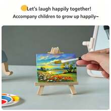 1pc Mini Desktop Easel, Wooden Folding Oil Painting Board, Triangular Support Stand For Sketching, Kids - White - View 3