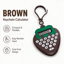 Cartoon Strawberry Pendant Mini Calculator, 5-Color Soft Cute Fruit Shape, Rounded Edgeless Body, Matching Color Hanging Ring, Compact And Portable, Clear Digital Small Screen, Girls' Backpack Charm, Desktop Ornament, Cute And Practical Portable Calculator Accessory - Single Piece - View 8
